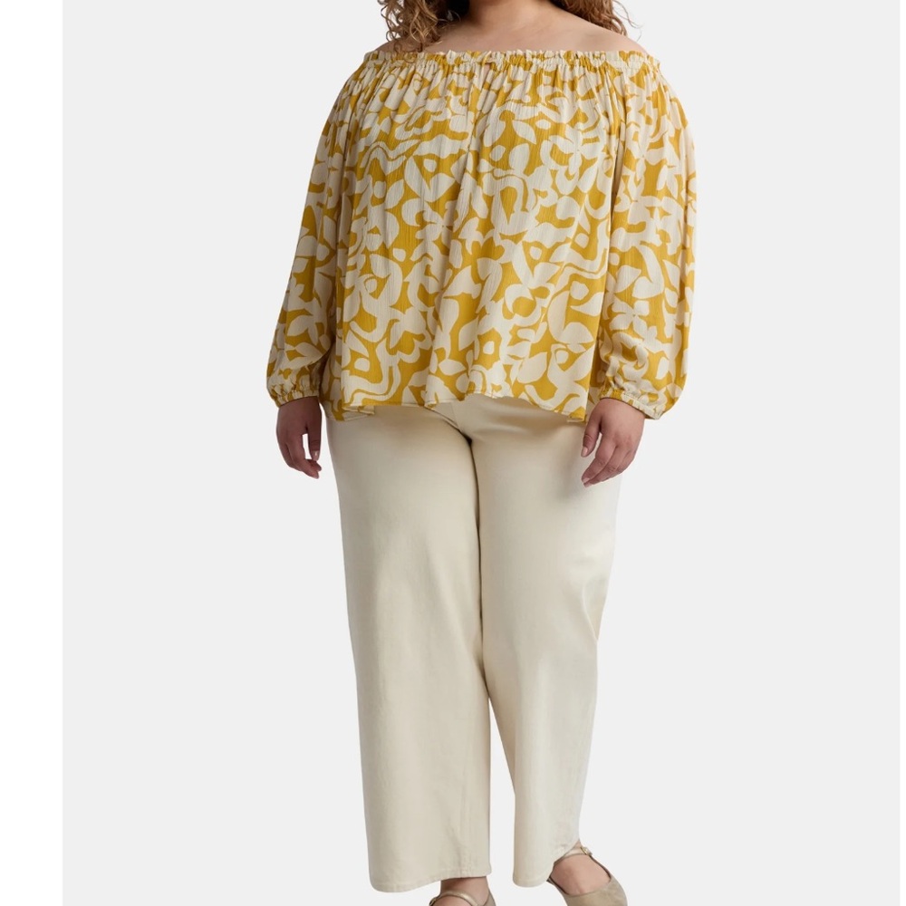 Terra & Sky Women's Plus Size Off The Shoulder Blouse with Long Sleeves 3 - Picture 3 of 11